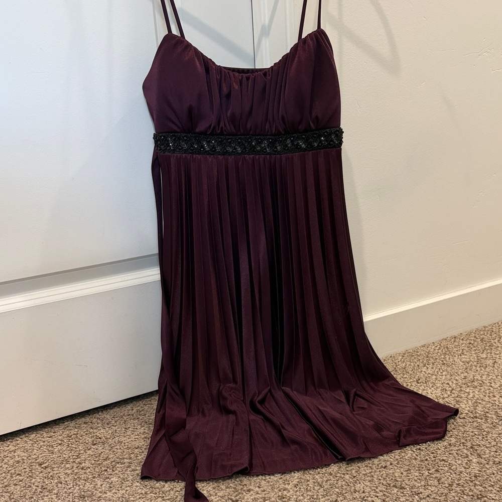 Chic Plum Maxi Dress with Black Accents